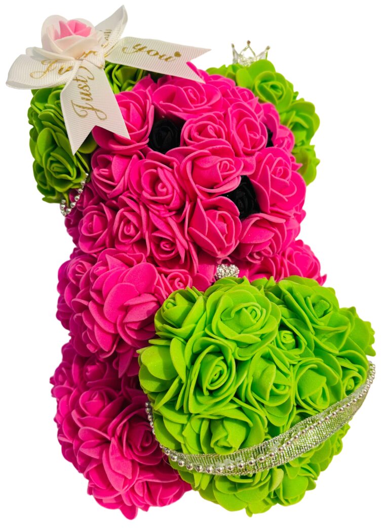 001 ourson rose et vert