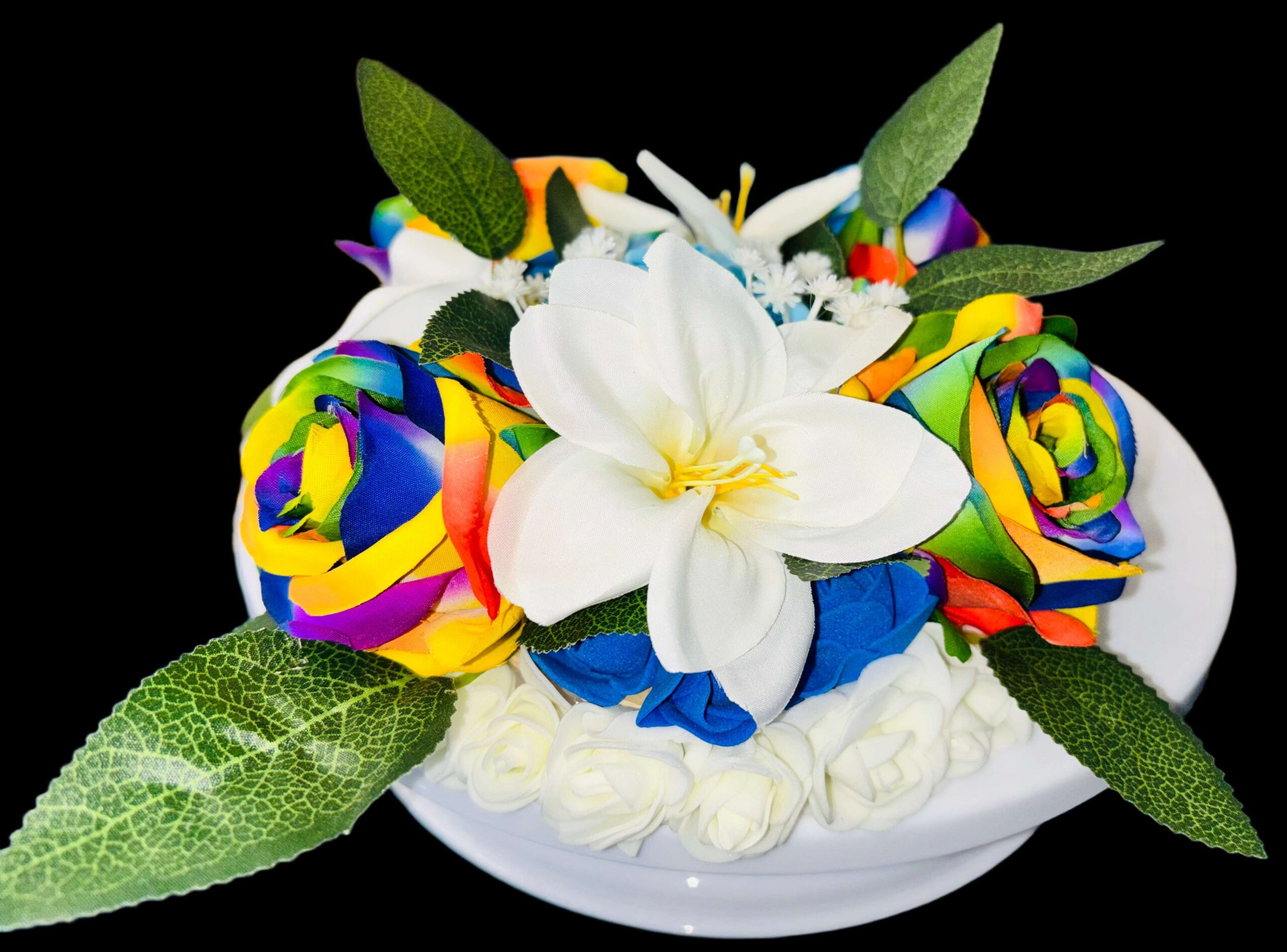 011 centre de table rose multicolore